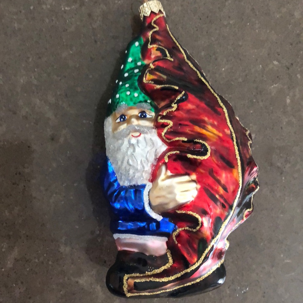 Larry Fraga hand blown Christmas ornament Fall gnome elf limited edition signed